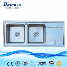 Fregadero de cocina comercial usado del acero inoxidable de Double Bowl con Drainboard